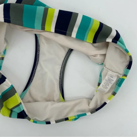 Aerie Swim Bikini Bottoms Teal Blue Green Stripes M - Picture 5 of 5